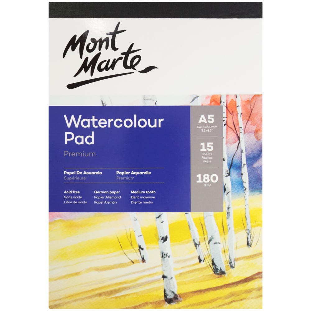 Picture of Mont Marte Watercolor Pad German Paper A5 180gsm 15sheet