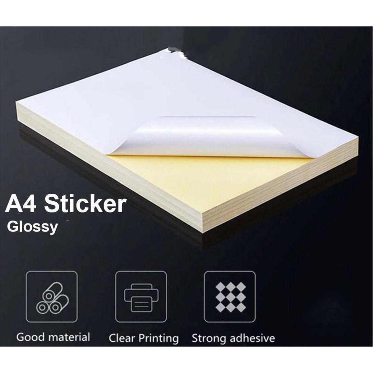 Picture of Premium Quality A4 Glossy Sticker Paper, Self Adhesive Sticker Label Paper for Printer  | PACK OF 50 PCS