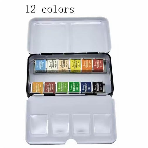 Picture of Superior Water color cake travel box 12 color cake with metal travel box