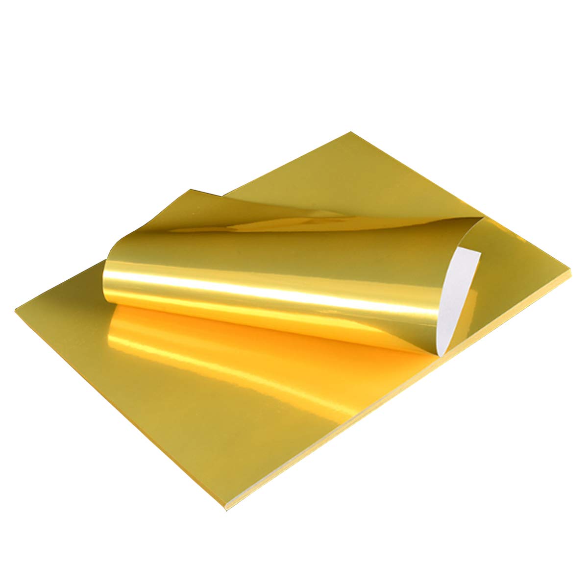 Picture of Gold Glossy Printable Vinyl Sticker Paper A4 Size Self-Adhesive Sheets Waterproof Quick Dry Sticker Paper for Inkjet/Laser Printer