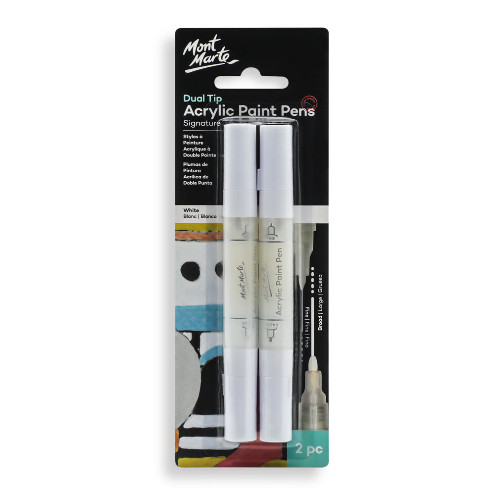 Picture of Mont Marte Acrylic Paint Pens Dual Tip White 2pc