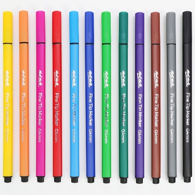 Picture of Mont Marte Fine Tip Marker 12pc Tri Grip in Case