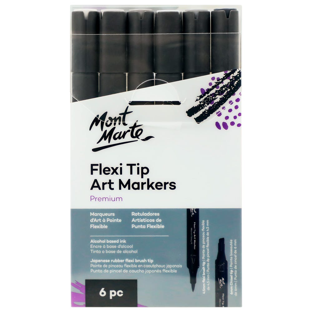 Picture of Mont Marte Flexi Tip Alcohol Art Markers 6pc - Grey Tones
