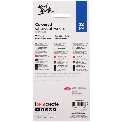 Picture of Mont Marte Coloured Charcoal Pencils 12pc
