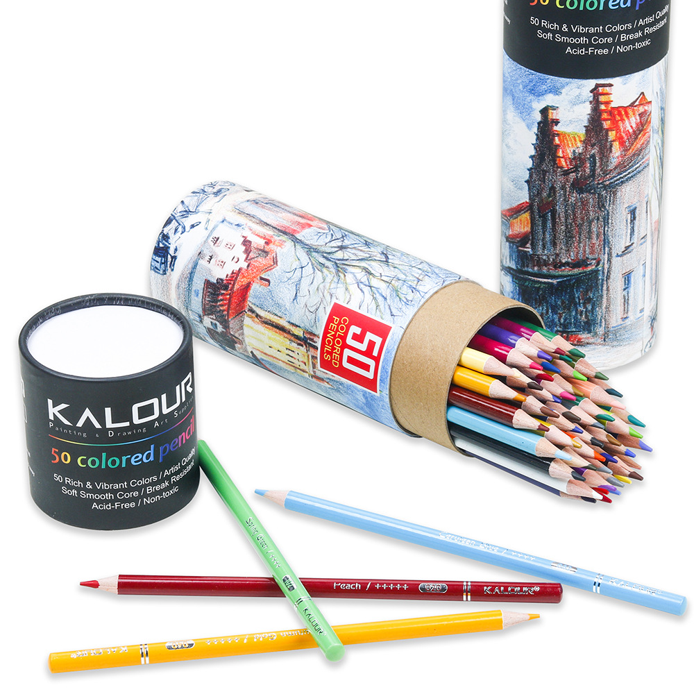 Picture of KALOUR 50 pcs Color Pencil Set Professional Art Hand-Painted Graffiti Oily Color Pencils School Painting Art Supplies