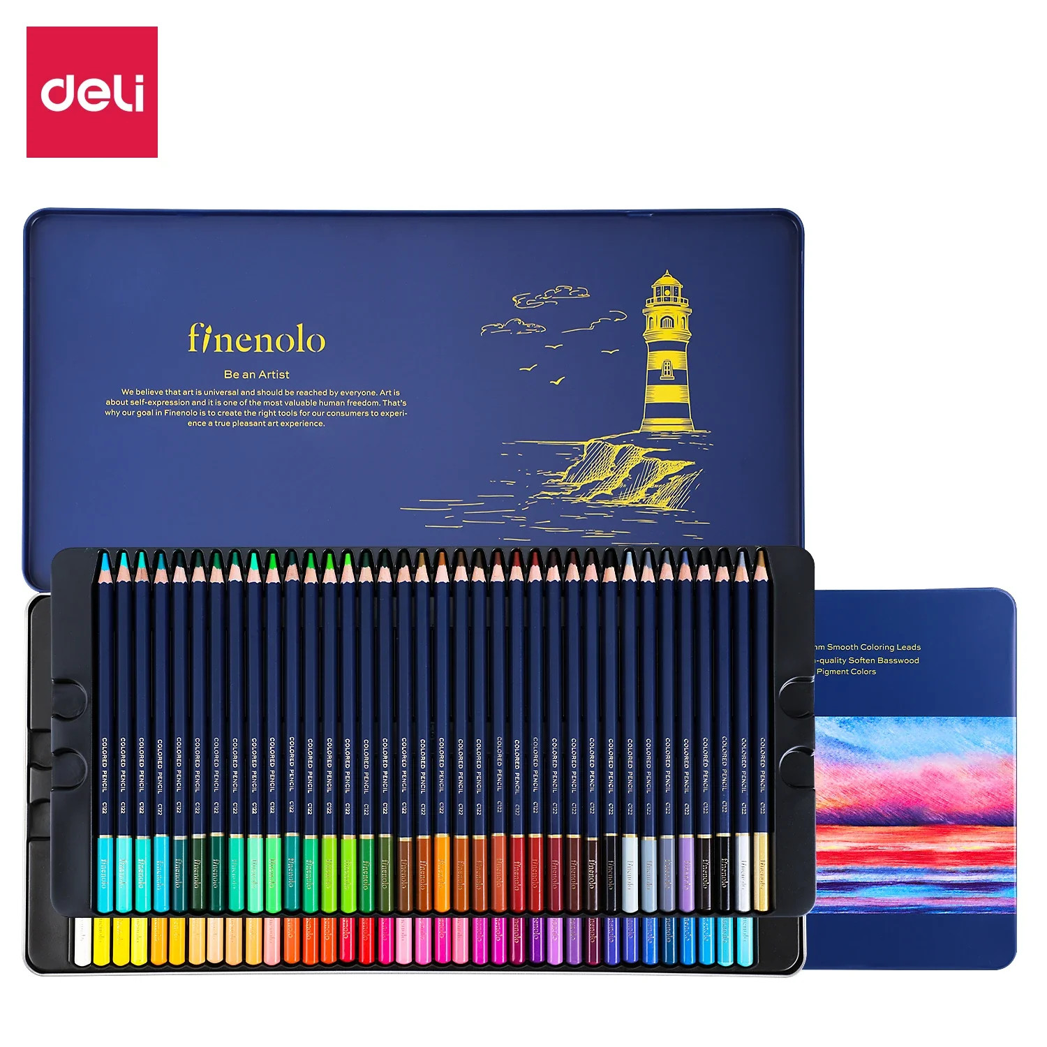 Picture of Deli Finalino Water color pencil 72 Colored Wooden Pencil Colored Pencil Iron Box Painting Artistic Supplies For School Drawing Pencil Set