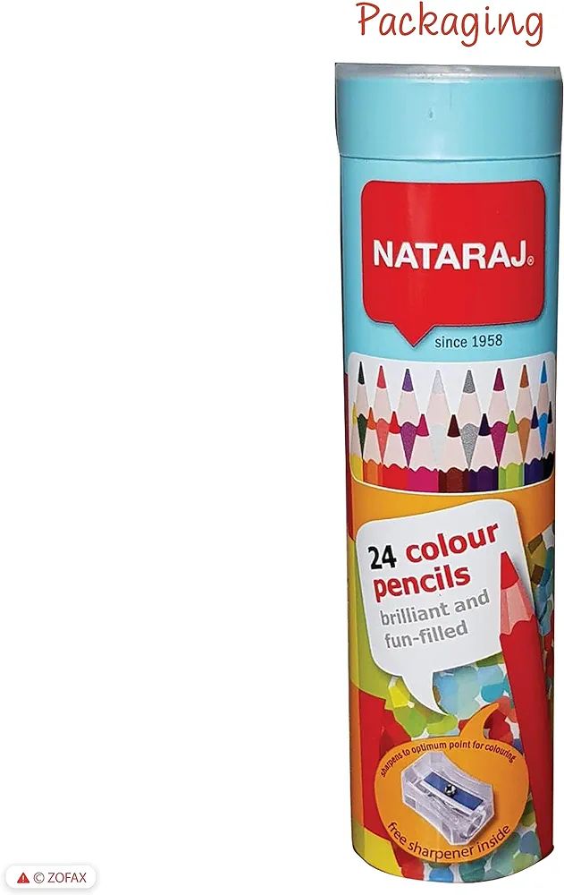 Picture of NATARAJ Hexa Colouring Artist Pencils, Wooden Tin Set, Pack of 24, MULTICOLOUR, Hexa Grip, Draw Sketch Colour Tone, Kids Children Pencils