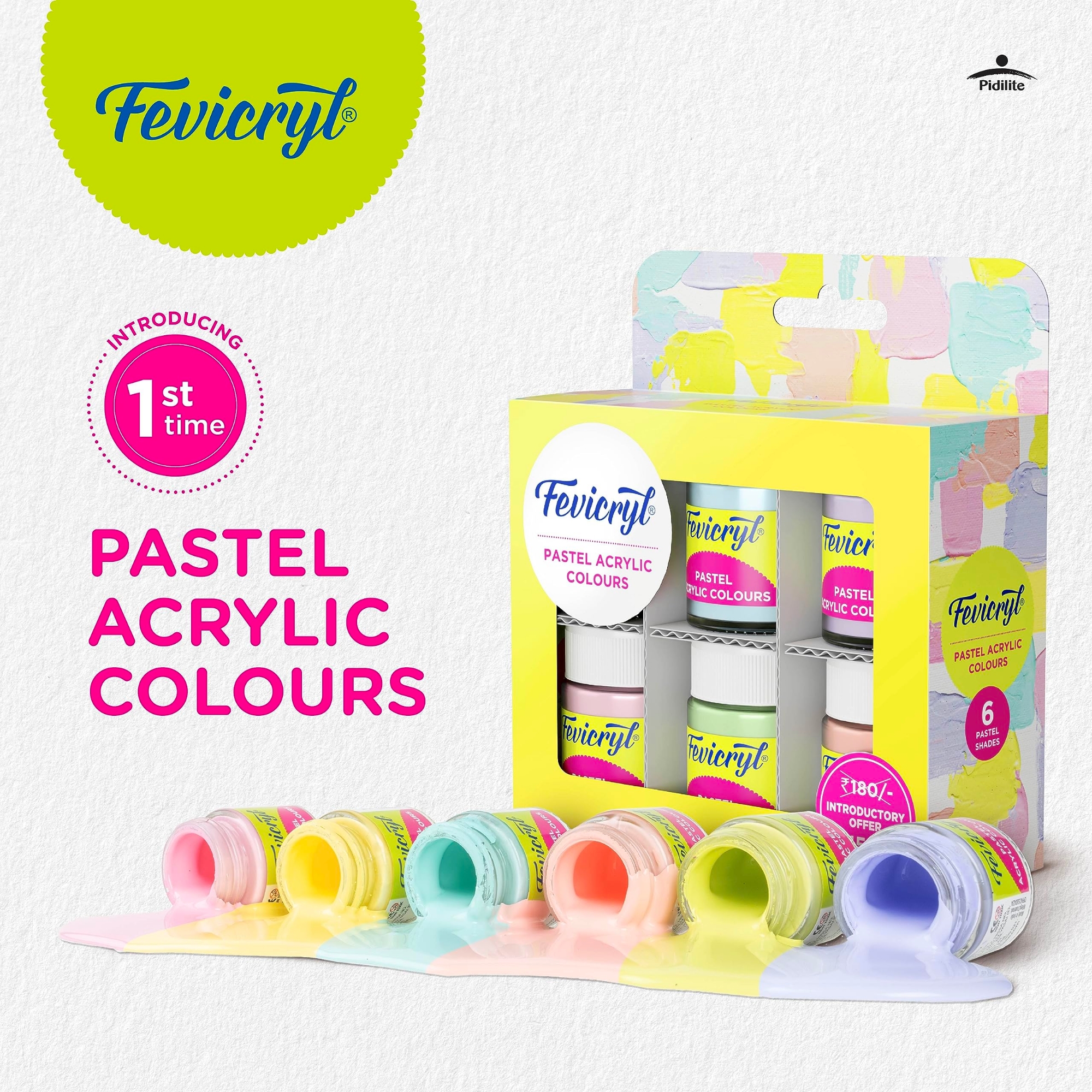 Picture of Fevicryl Multi Surface Pastel Acrylic Colours Kit 6 Shades X 15Ml