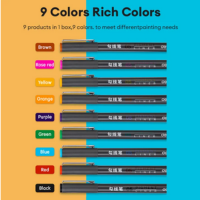Picture of Deli S572 Fine Liner Water Color Pen 0.5mm 9Pcs Multicolor