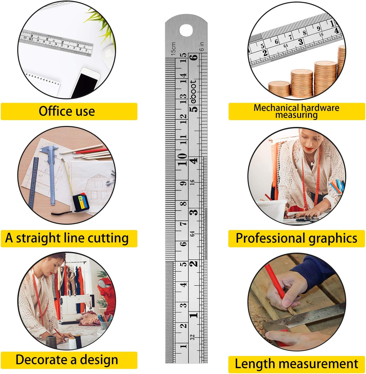 Picture of PaperTree Stainless Steel Small Straight Ruler 6 inch