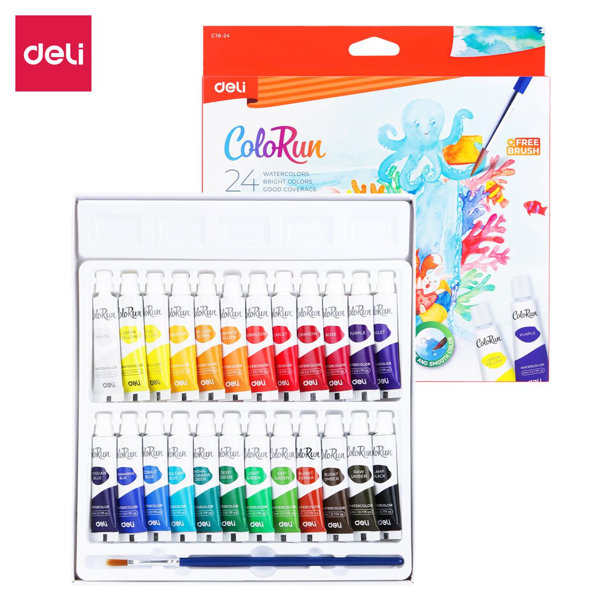 Picture of Deli EC18-24 Watercolor 24 shade with 1 pcs brush free