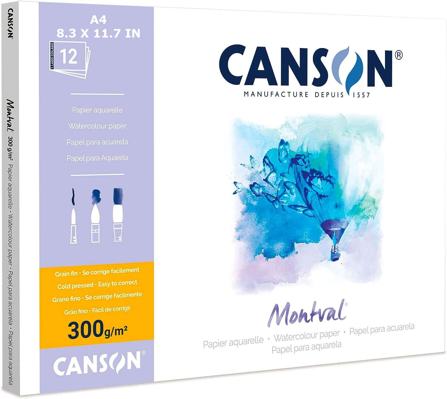 Picture of Canson Montval 300gsm watercolor paper A4 Size >12 sheets