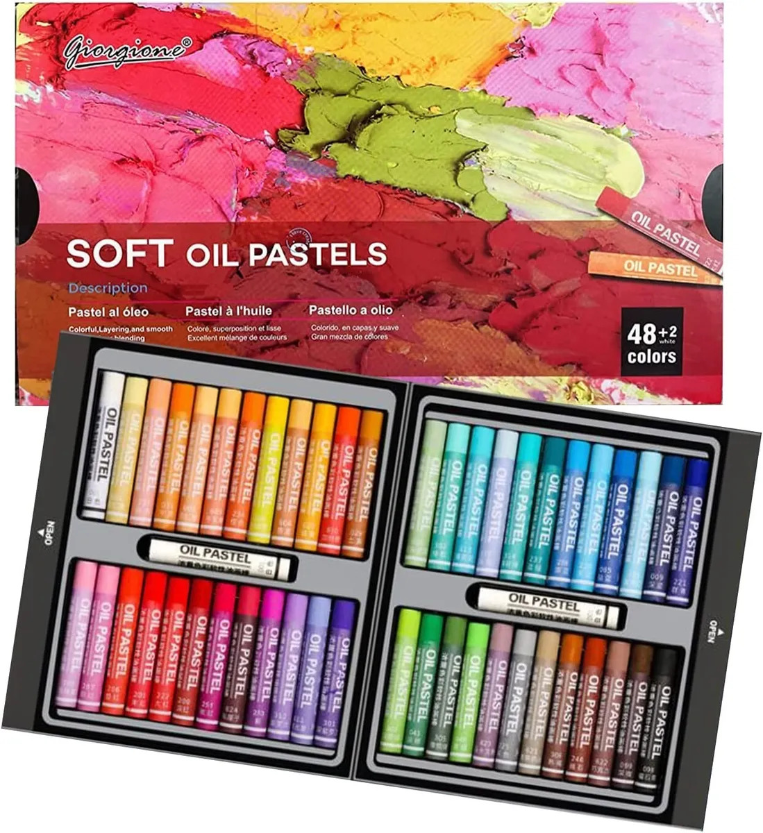 Picture of Giorgione Soft Oil Pastels Set 48 Colors Artist Soft Oil Pastels with Extra Two White Oil
