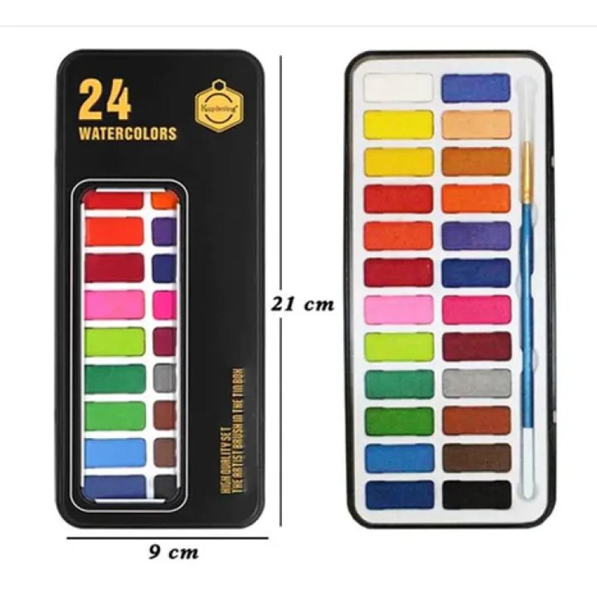 Picture of Keep Smiling Watercolor Set in Tin Box 24 Colors - Black Color Tin Box