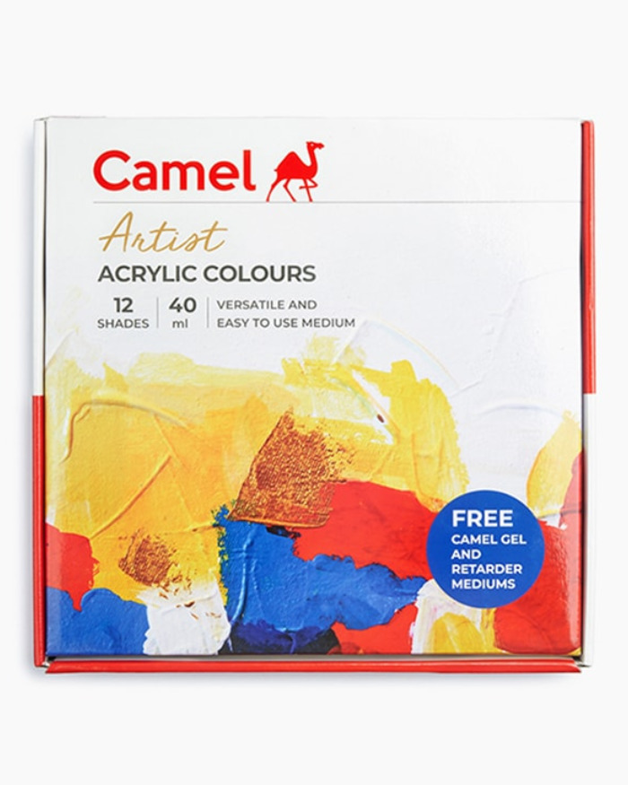Picture of Camel Artist Acrylic Colours - 12 Shades 40ml with Gel Medium and Retarder