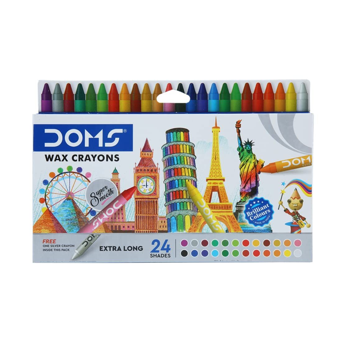 Picture of Doms Non-Toxic Extra Long Wax Crayon 

24 Shade