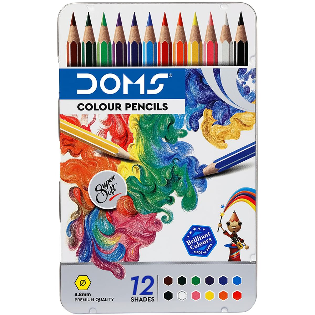 Picture of Doms Super Soft 12 Colour Pencil (Flat Tin Box)