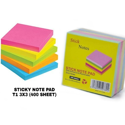 Picture of Sticky Notes 3x3 Post It Note Pad 5 Colors notepaper - 400 Sheets