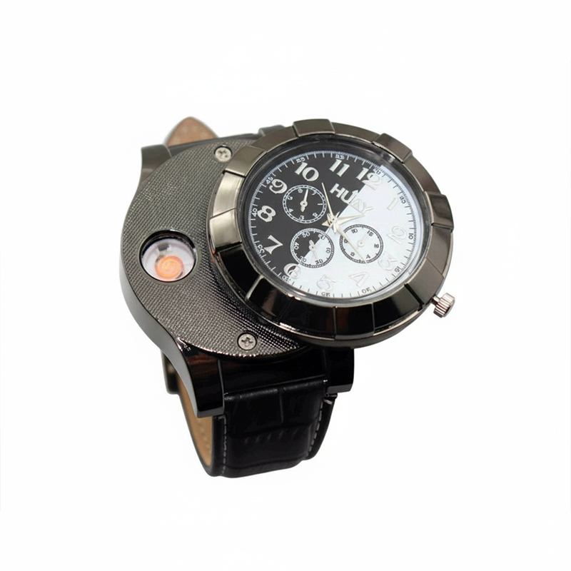 Picture of Usb Watch Lighter Men Casual Quartz Watches Leather Sports Watch Men Rechargeable Flameless Lighter