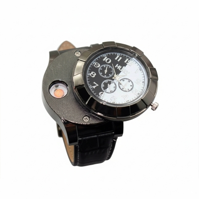 Picture of Usb Watch Lighter Men Casual Quartz Watches Leather Sports Watch Men Rechargeable Flameless Lighter