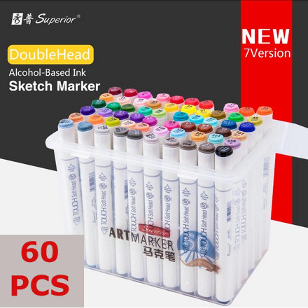 Picture of 60ps Superior Touch Soft Head art sketch double headed Art marker Premium Quality