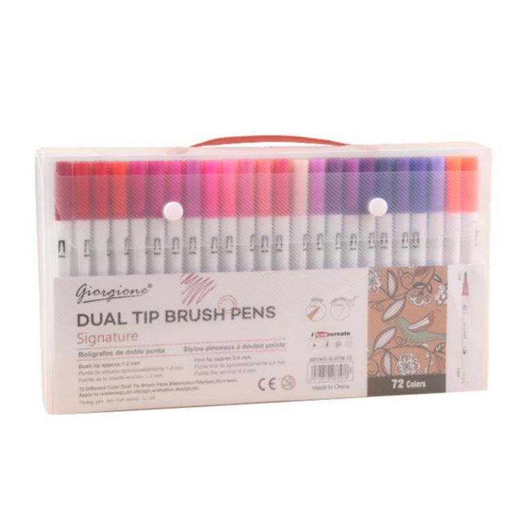 Picture of Giorgione 72 Pcs Dual Art Brush Pens Art Markers Set Brush Tip with Fineliner 0.4mm Markers Pen for Writing Drawing Adult Coloring Books Planner Sketch Book Calendar Note