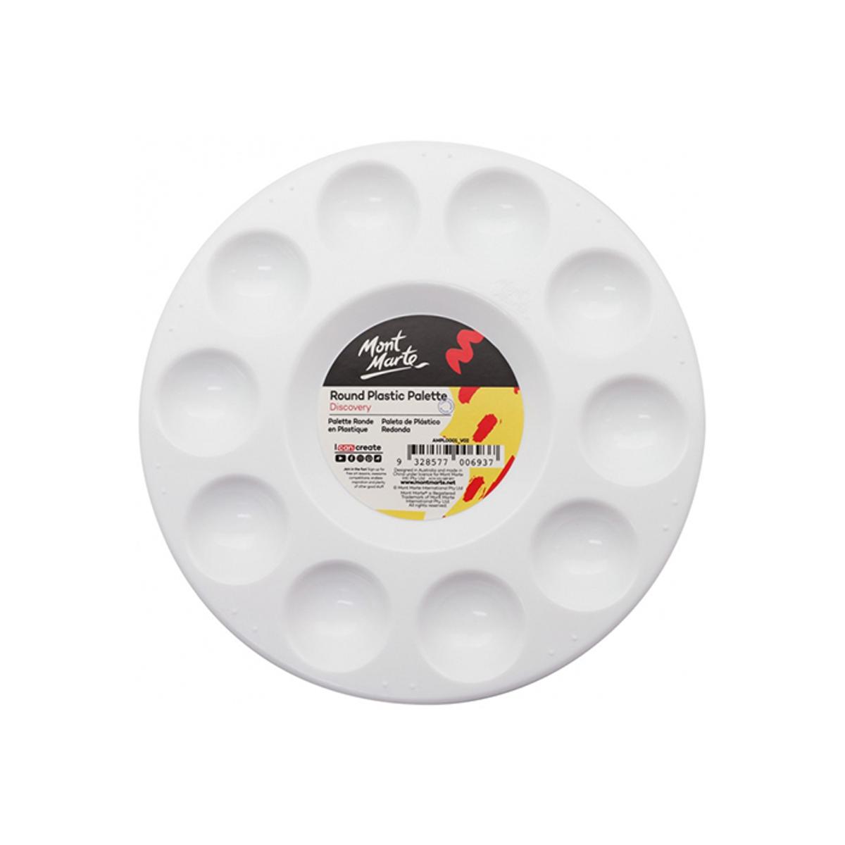 Picture of Mont marte round plastic palette 17cm (6.7in)-10 small wells 1 large central well