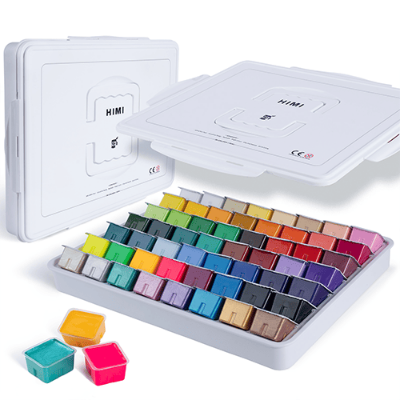 Picture of HiMi Miya Gouache Paint Set  56 Colors x 30ml Unique Jelly Cup Design - Black Box or White Box