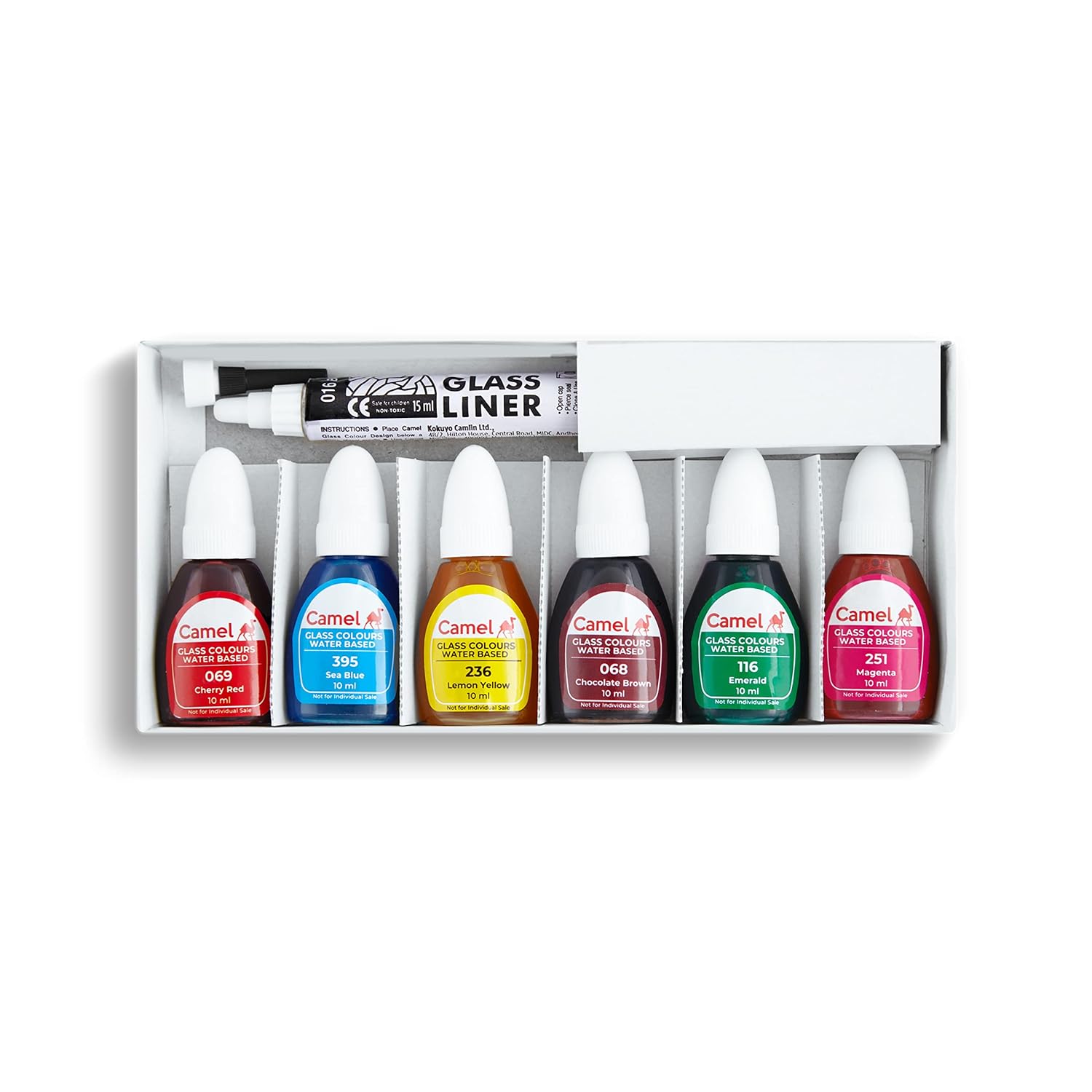 Picture of Camel Water Based Glass Color-10Ml Each,6 Shades,Assorted