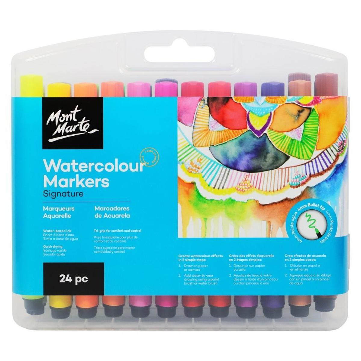 Picture of Mont Marte Watercolour Markers | 24 vibrant colours  4mm point Fast flowing ink Quick drying