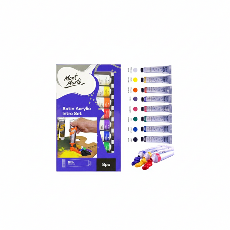 Picture of Mont Marte Premium Satin Acrylic Intro Set, 8 Piece, 0.6oz (18ml) Tubes