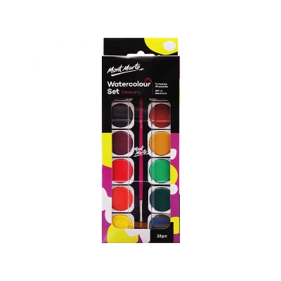 Picture of Mont Marte Watercolour Paint Set  26 pcs | High quality deep coloured pigments | Brush and tube of white paint included