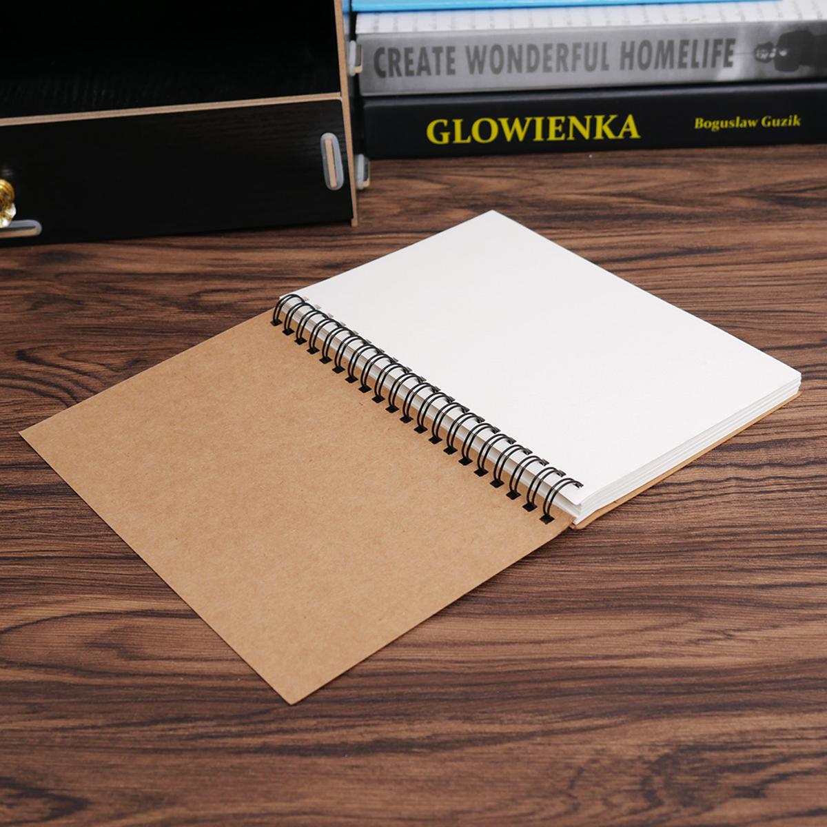 Picture of Papertree Bright White Paper Sketch Book Note Book Drawing sketch pad. Spiral Bound 9x7 Inch 170 pages