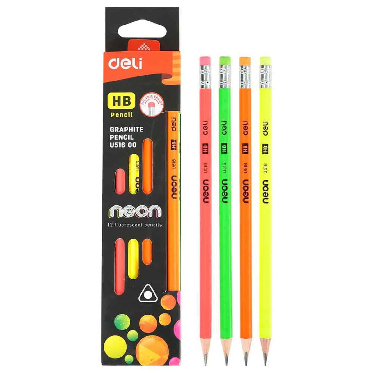 Picture of Deli EU51800 Neon Graphite HB Pencil - 12pcs