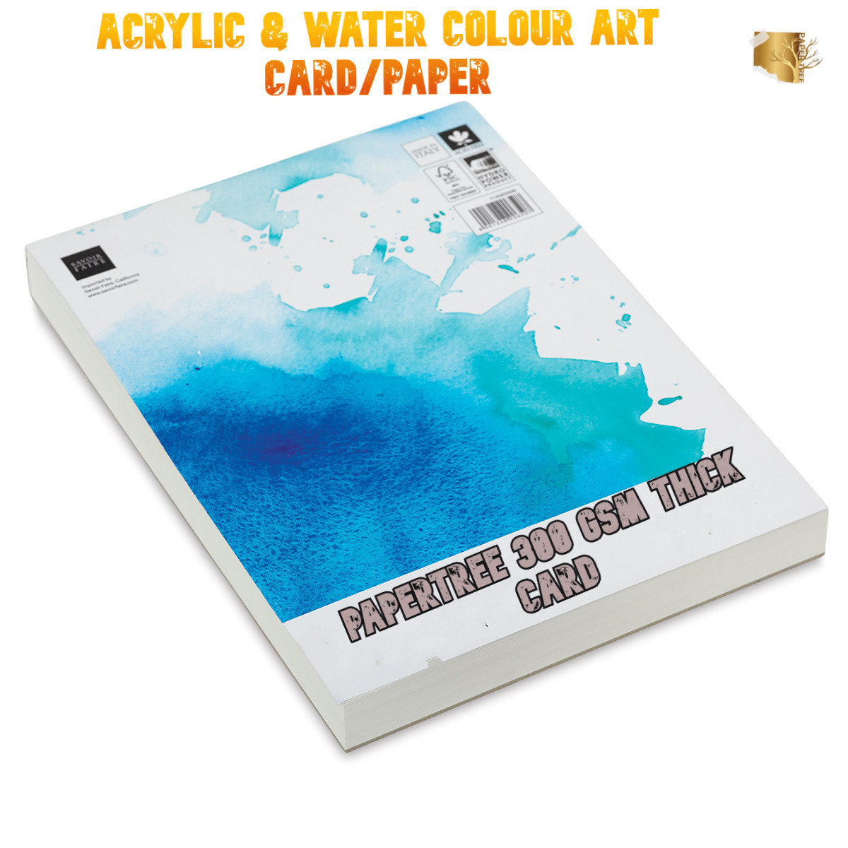 Picture of Handmade Water color & Acrylic color Art Card 300gsm 7.25 x 10.85 inch Pack of 8 Pcs