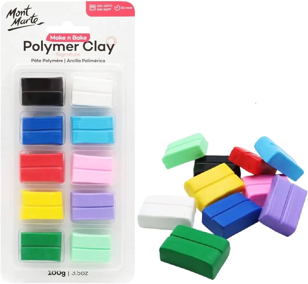 Picture of Mont Marte Polymer Clay Set  10 Pieces 100g Soft, Even Texture – Easy to Shape – Clay for Pottery, Modelling and Handicraft