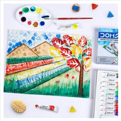 Picture of Doms Water Color Tube | 5ml Per Tube & 12 Shades | 1pc Brush 1pc Palette for Water Color Painting