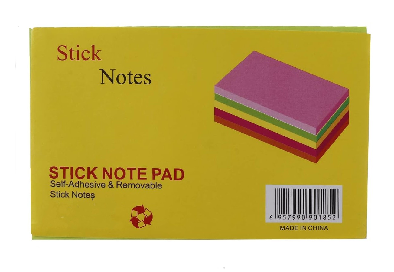 Picture of Multicolor Sticky Notes 3X4 Inch (5 Colors x 100 Sheets)