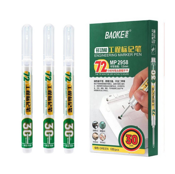 Picture of 1 PCS BAOKE 2958 Long head Enginiaring Marker pen Long Nib Head Markers for Metal Perforating Pen, Waterproof, Bathroom, Woodworking Decoration, Multi-Purpose