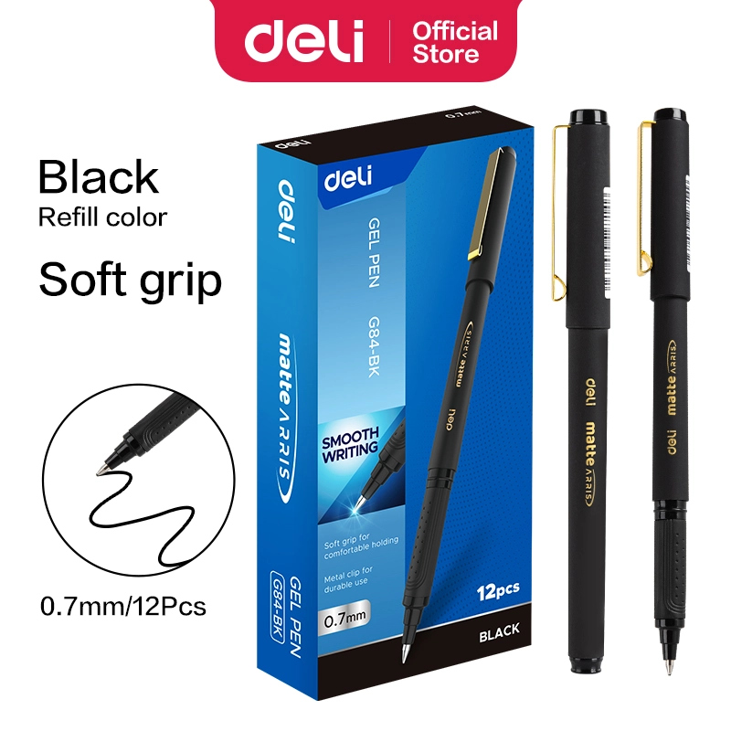 Picture of Deli EG84-BK Gel Pen Black ink -12 pcs and 1 Pcs