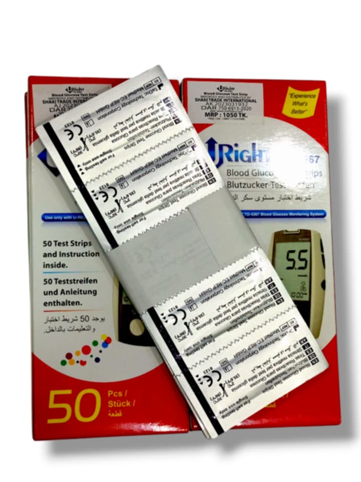 URight Blood Glucose Test Strips Foil Pack TD-4267 25 & 50 pcs Foil Pack