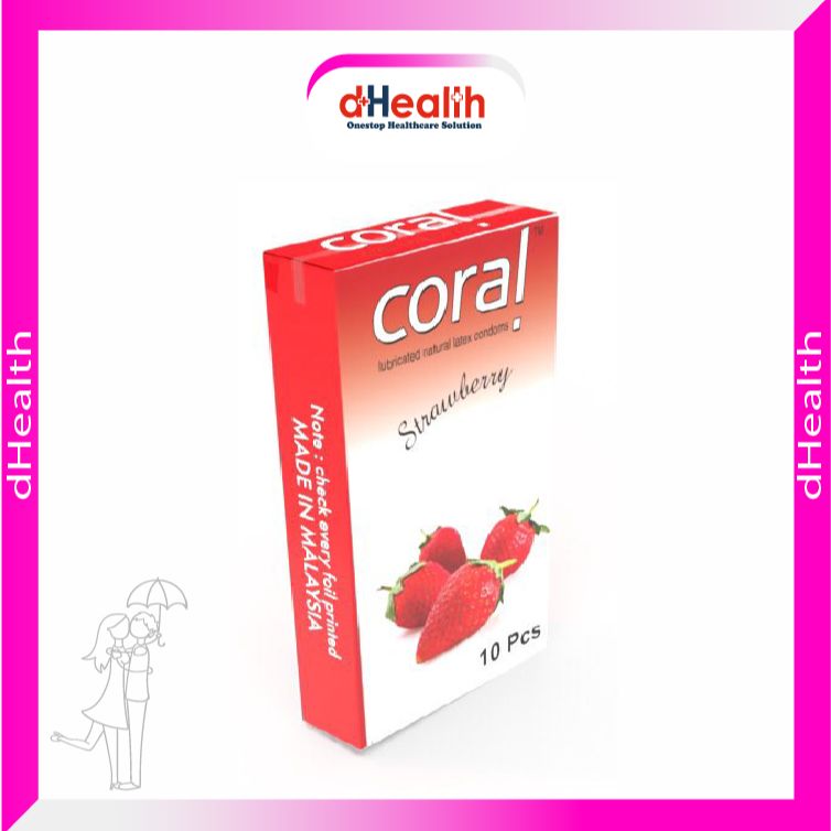 Picture of Coral Strawberry Flavored Lubricated Natural Latex Condoms Single Pack(1x10)=10Pcs
