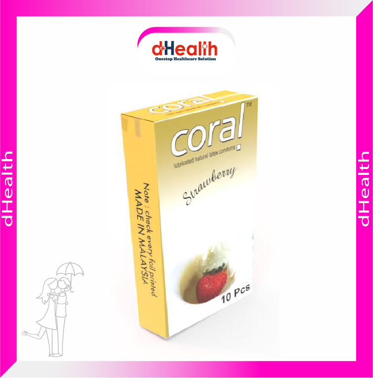 Picture of Coral Banana Flavored Lubricated Natural Latex Condoms (2x10)=20Pcs Combo Pack