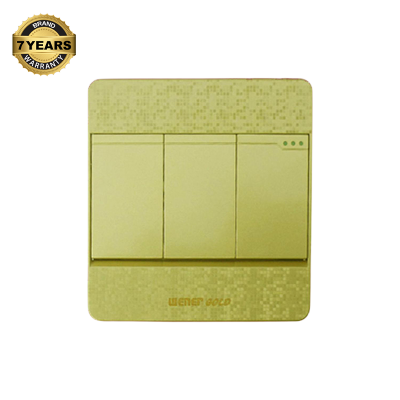 Picture of Exclusive  Winer Gold Switch 3Gang 1Way Switch-(7 Years Repless Warranty)