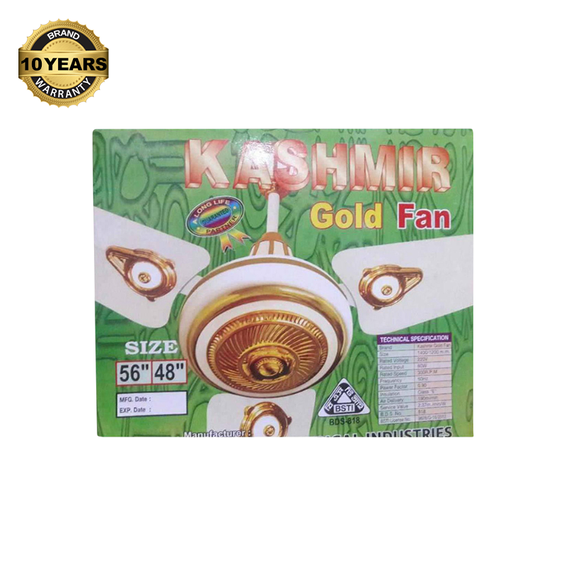 Picture of Kashmir Gold Exclusive 56" Ceiling Fan- 03 Aluminium Blades-1400mm (10 Years Repless Warranty )