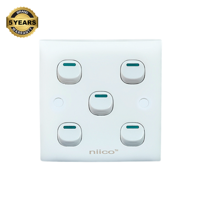 Picture of NIICO Classic 5 Gang 1 Way Wall Switch ( Single Pice)-5 Year warranty