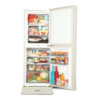 Picture of VISION Glass Door Top Mount Refrigerator RE-200 Liter Mirror Blue Flower