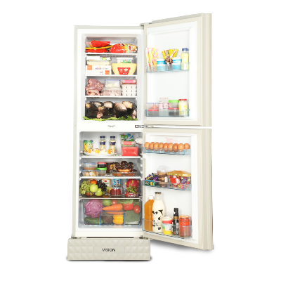 Picture of VISION Glass Door Top Mount Refrigerator RE-217 Liter Red Juhua Flower  Picture of VISION Glass Door Top Mount Refrigerator RE-217 Liter Red Juhua Flower