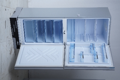 Picture of VISION Glass Door Refrigerator RE-330 Liter Mirror Blooming Flower Bottom Mount