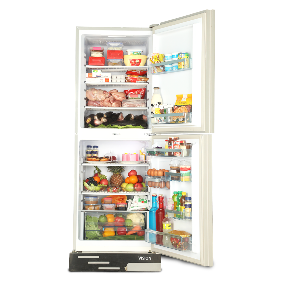 Picture of VISION Glass Door Refrigerator RE-356 Liter Mirror White Purple Flower
